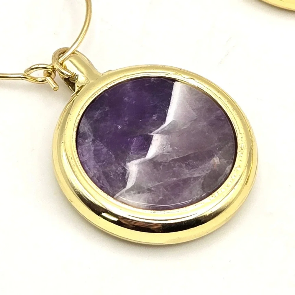 Set of 4 Gemstone Wine Glass Charms Gold Plated Amethyst Rose Quartz Labradorite